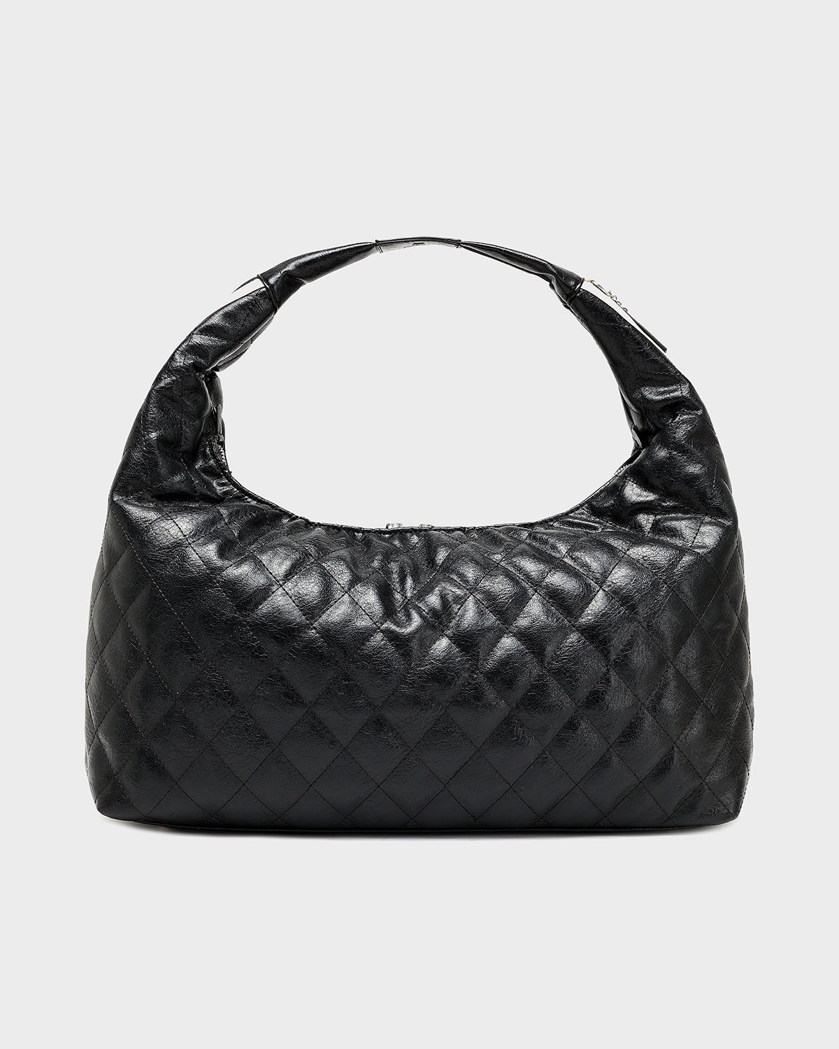 Stylish Black Diamond Stitch Quilted Tote Bag for Women - Fashionable Crossbody Handbag for Work, Travel & Shopping