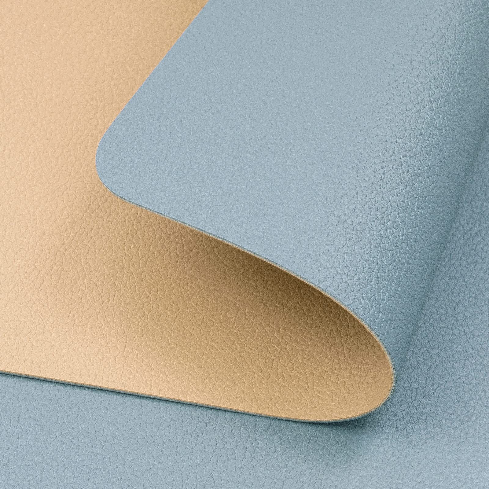 Myir JUN 6-Piece Faux Leather Placemats & Coasters Set - Dual-Sided, Stain-Resistant Table Mats for Dining Room - Camel Yellow & Light Blue - Perfect for Dinner Parties, Home Decor, and Daily Use