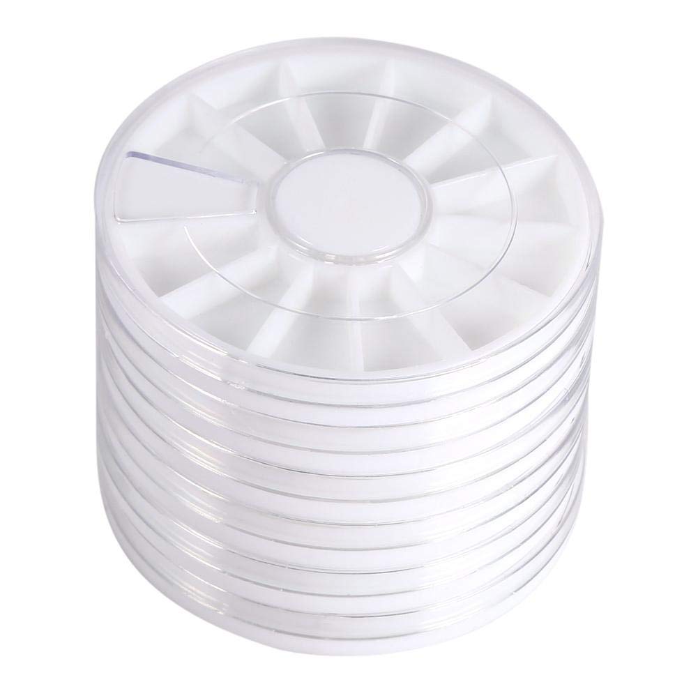 6Pcs/Set 12 Compartments Nail Storage Box - Portable Empty Wheel Organizer for Nail Art Gems & Rhinestones | Durable, Easy to Clean | Perfect for Nail Salons, DIY Manicures & Professional Nail Artists