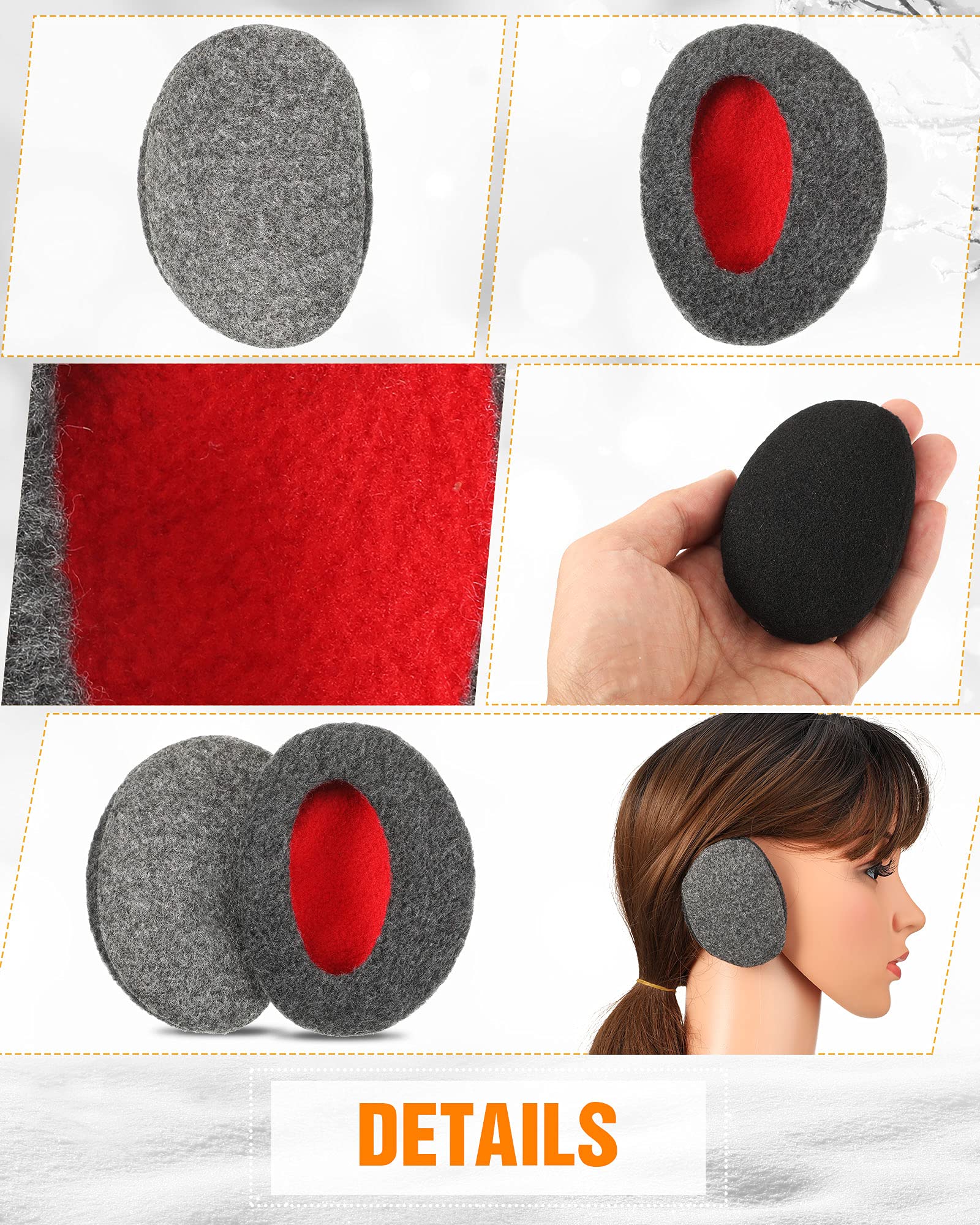 SATINIOR 2 Pairs Bandless Earmuffs - Winter Ear Warmers & Covers for Women & Men - Soft Fleece Ear Protection for Cold Weather - Perfect for Outdoor Activities, Skiing, Running & Work