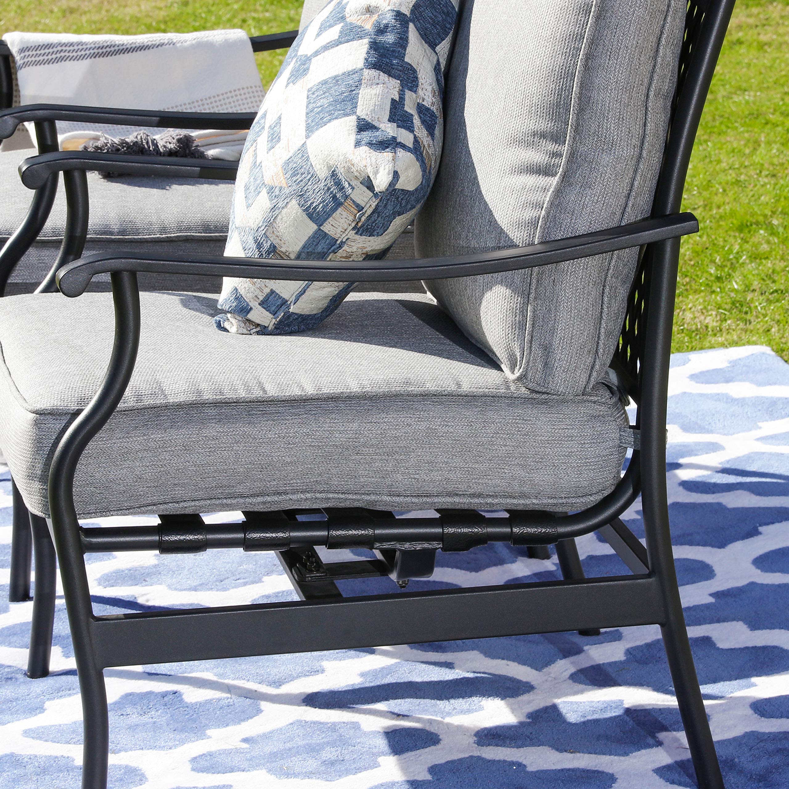 LOKATSE HOME 2-Piece Outdoor Bistro Set - Wrought Iron Patio Chairs with Cushions, Grey - Perfect for Garden, Balcony & Small Space Dining