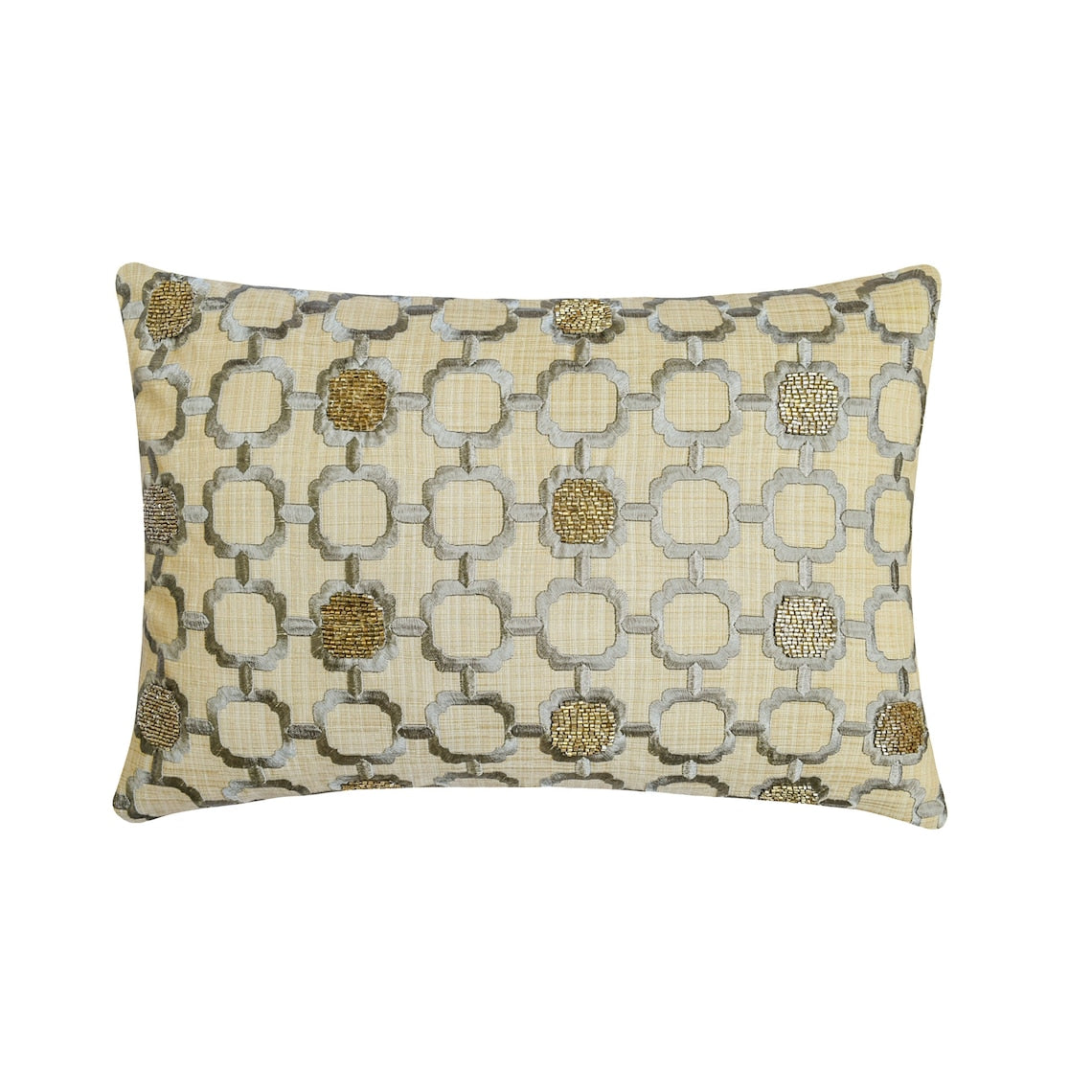 Angular Harmony Grey & Beige Linen Lumbar Pillow Cover - Modern Home Decor for Sofa, Bed & Living Room