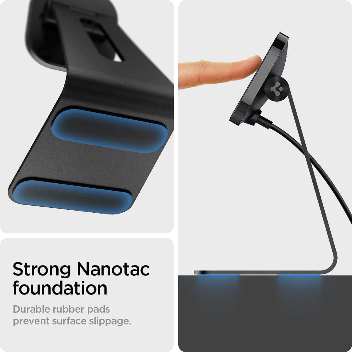 Spigen OneTap Pro MagFit Wireless Charger Stand for iPhone 16/15/14/13/12 & AirPods Pro 3 - Magsafe Compatible Fast Charging with iOS 17 StandBy Mode (Black) - Perfect for Home, Office & Nightstand Charging