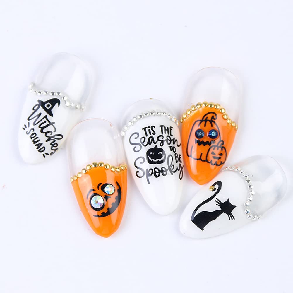 3D Halloween Nail Art Stickers - Black Horror Ghost, Skull, Spider & Bat Nail Decals for Halloween Party Nail Decorations | Perfect for Costume Parties, Trick-or-Treating & Spooky Nail Designs