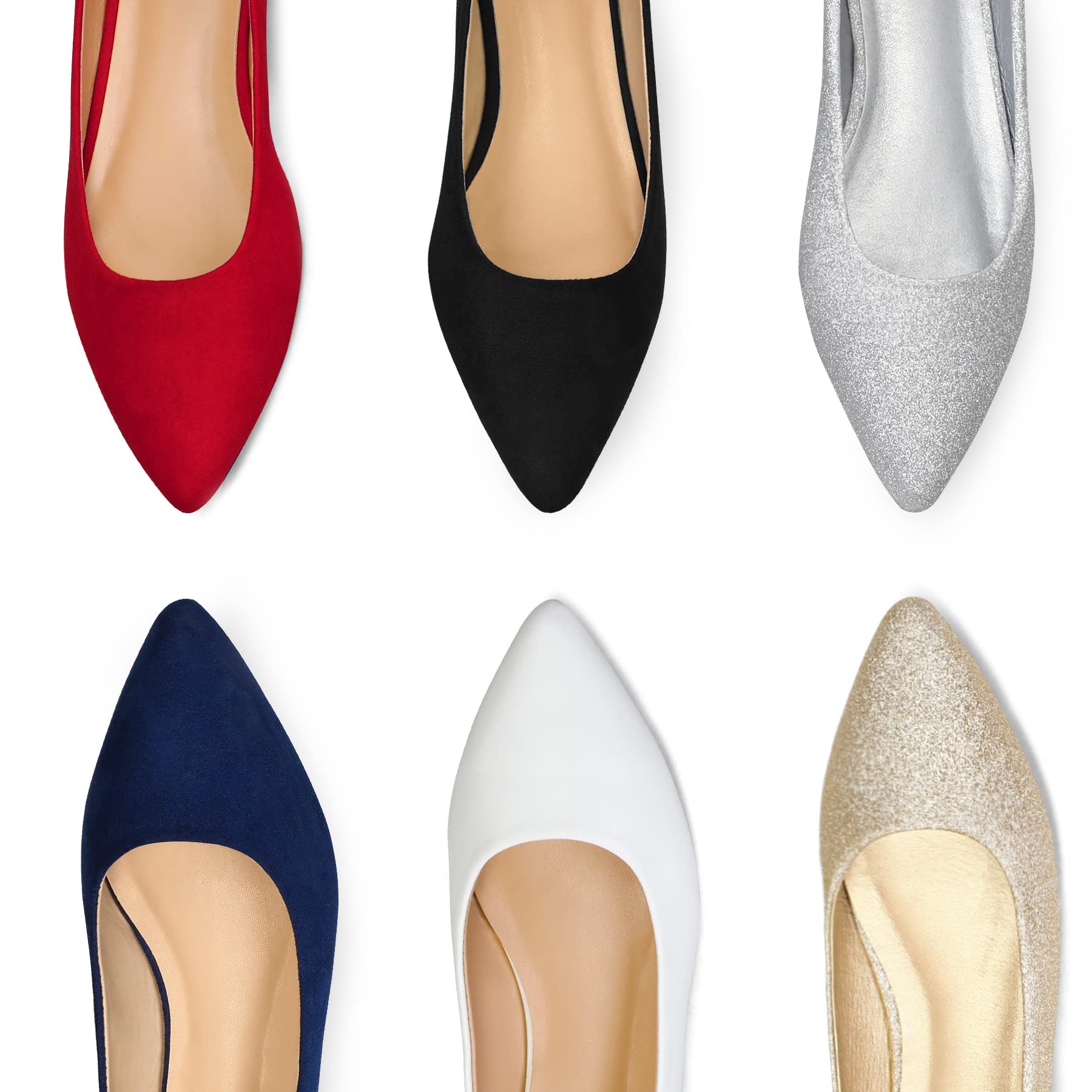 Mysoft Women's Pointed Toe Ballet Flats - Slip On Dress Shoes with Comfort Heel Support - Perfect for Office, Wedding & Casual Wear