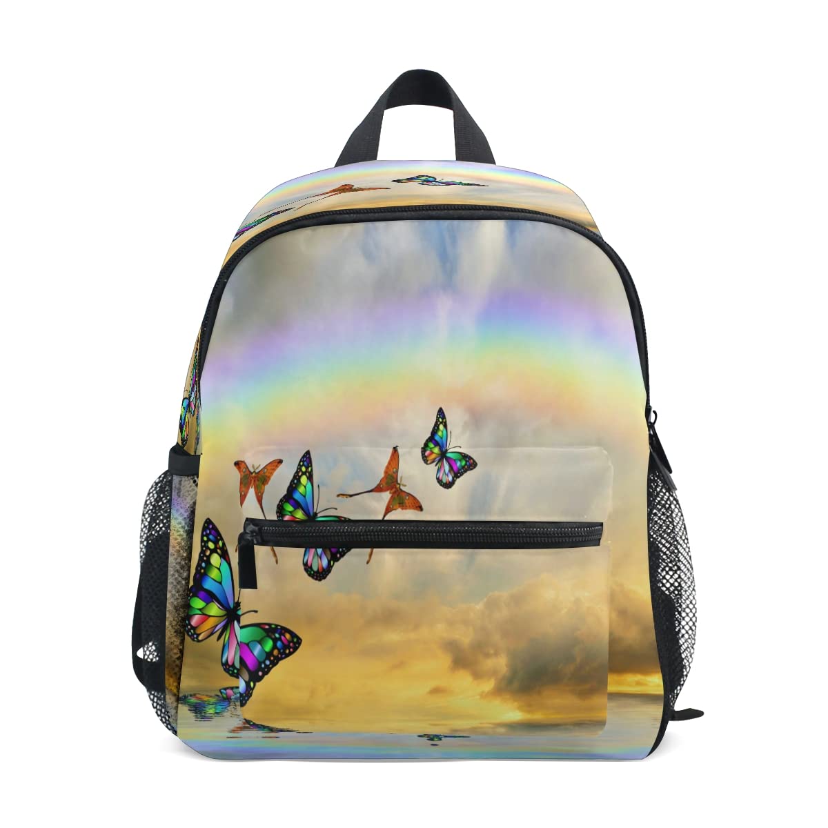 Butterfly & Rainbow Ocean Reflection Waterproof Kids Backpack for Boys & Girls - Perfect for Preschool, Daycare & Outdoor Adventures