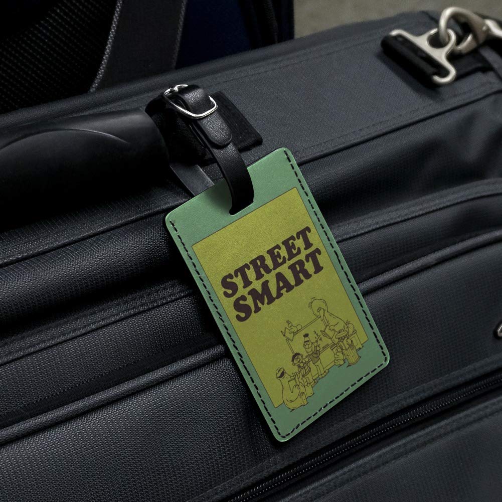 Sesame Street Smart Rectangle Leather Luggage Tag - Personalized Carry-On ID Card Holder for Suitcases & Travel Bags | Perfect for Kids, Families & Frequent Travelers