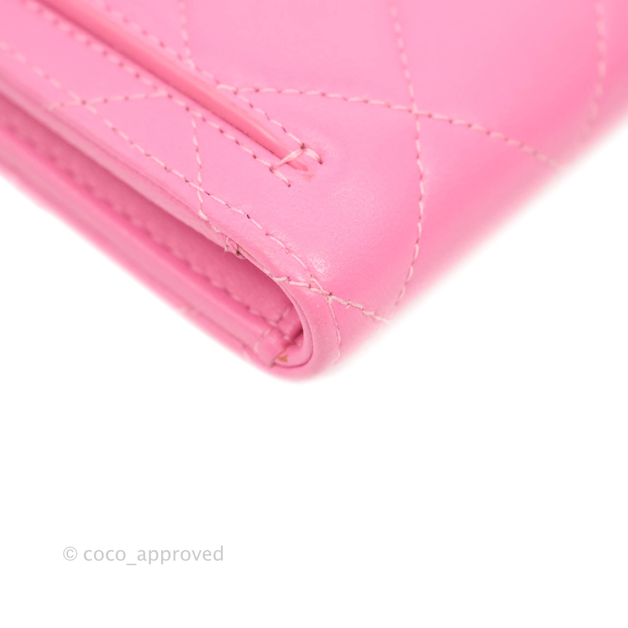 Chanel Classic Flap Wallet in Pink Lambskin Leather with Silver Hardware - Luxury Women's Wallet for Everyday Use & Special Occasions