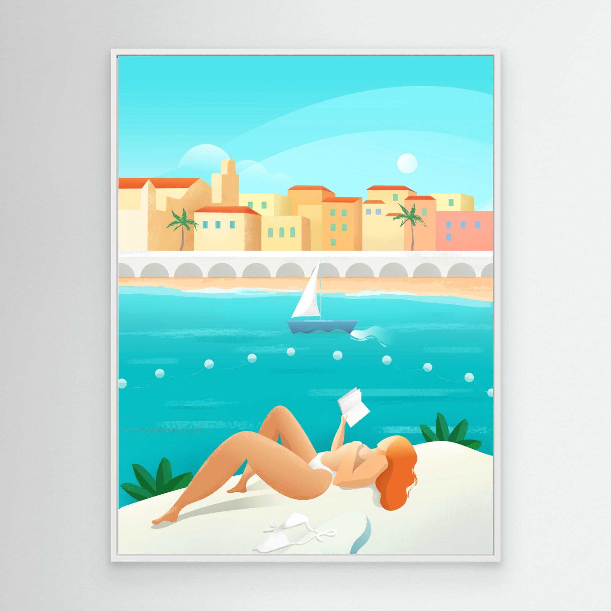 Stunning Canvas Print - Cote d'Azur by Petra Lizde - Coastal Wall Art for Living Room, Bedroom & Office Decor