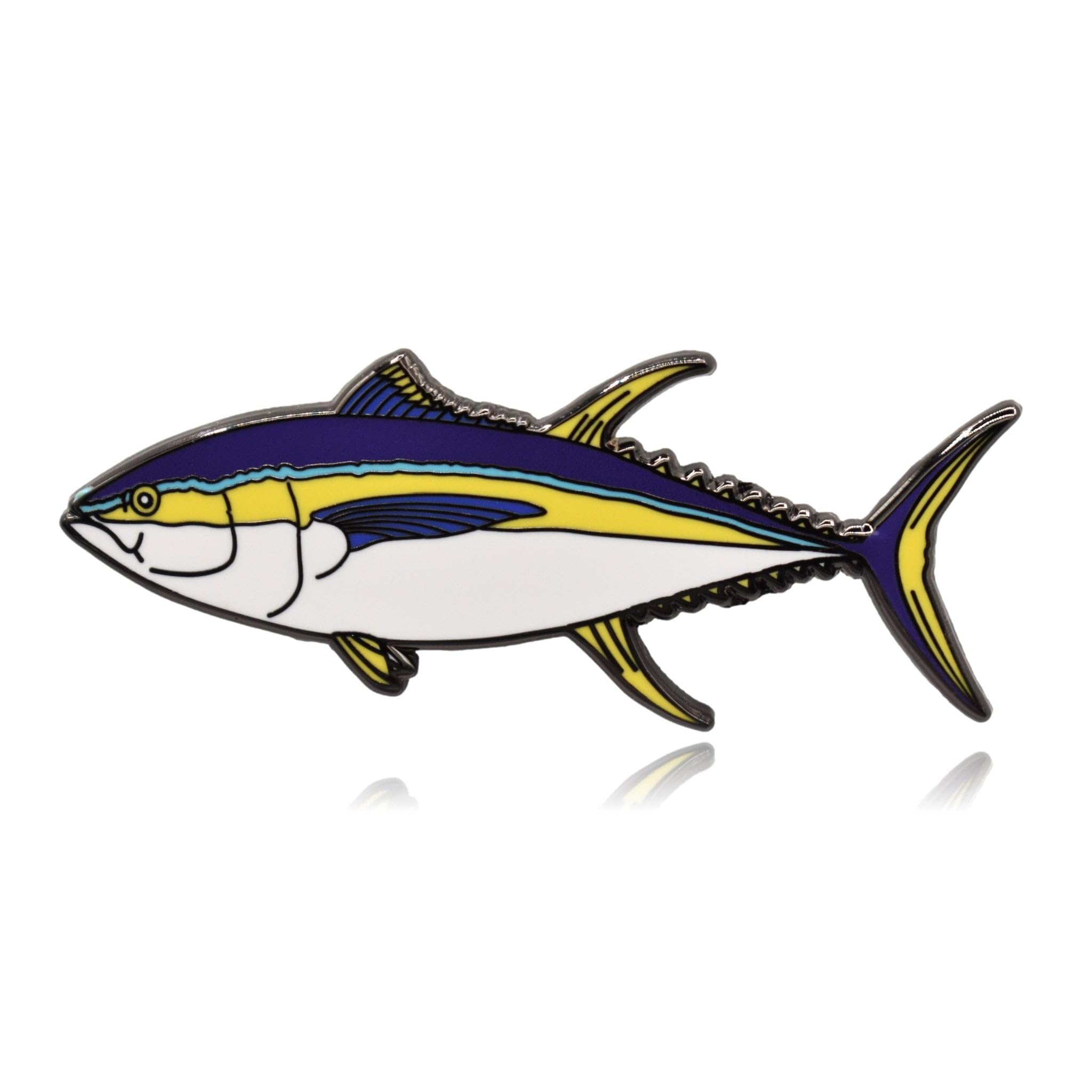 Premium Yellowfin Tuna Fish Hard Enamel Pin - Collectible Lapel Pin for Fishing Enthusiasts - Perfect for Jackets, Hats, Backpacks & Gift Giving