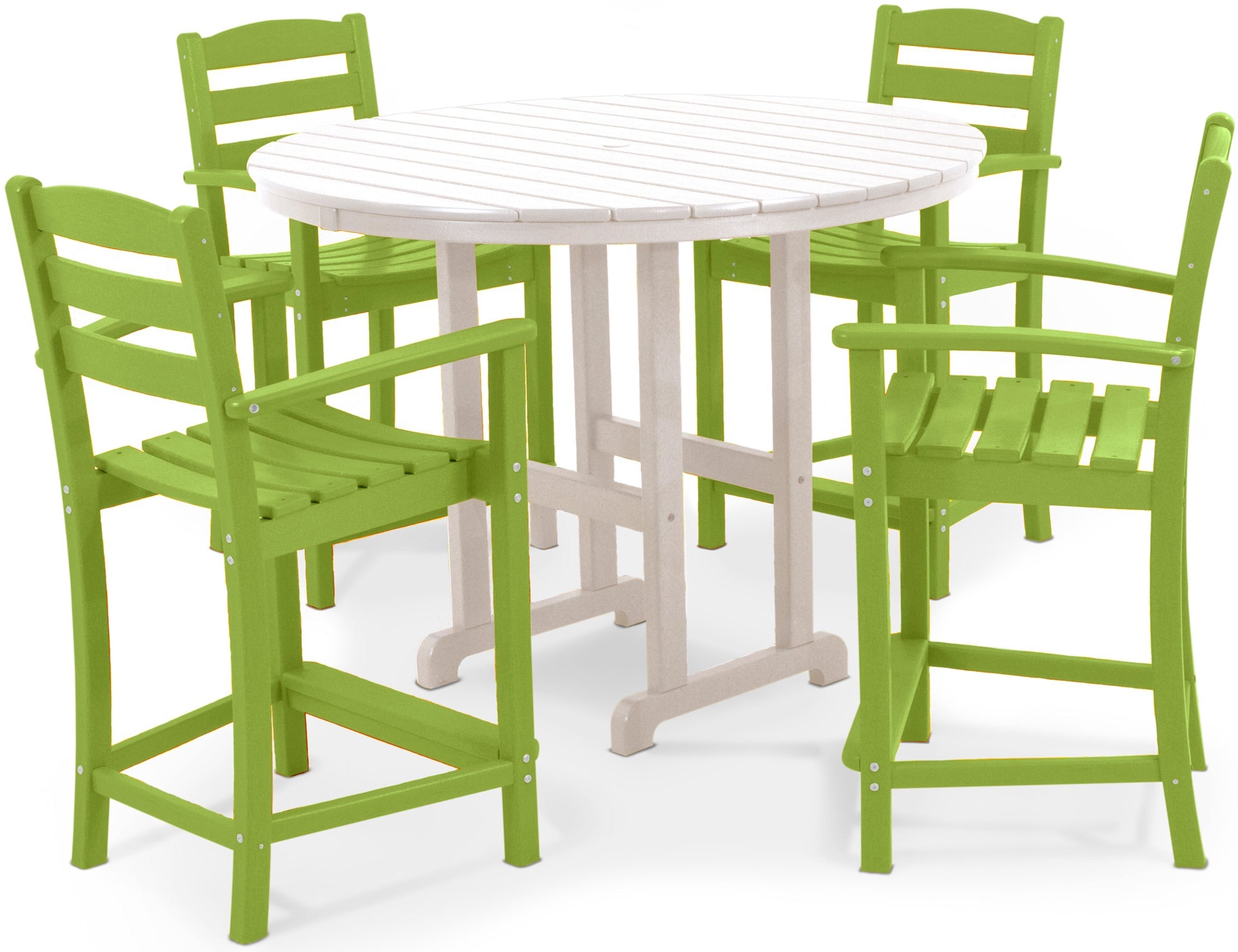 POLYWOOD La Casa Cafe 5-Piece Outdoor Counter Height Dining Set - Patio, Deck, Poolside Bistro Table and Chairs for Backyard, Garden, Restaurant