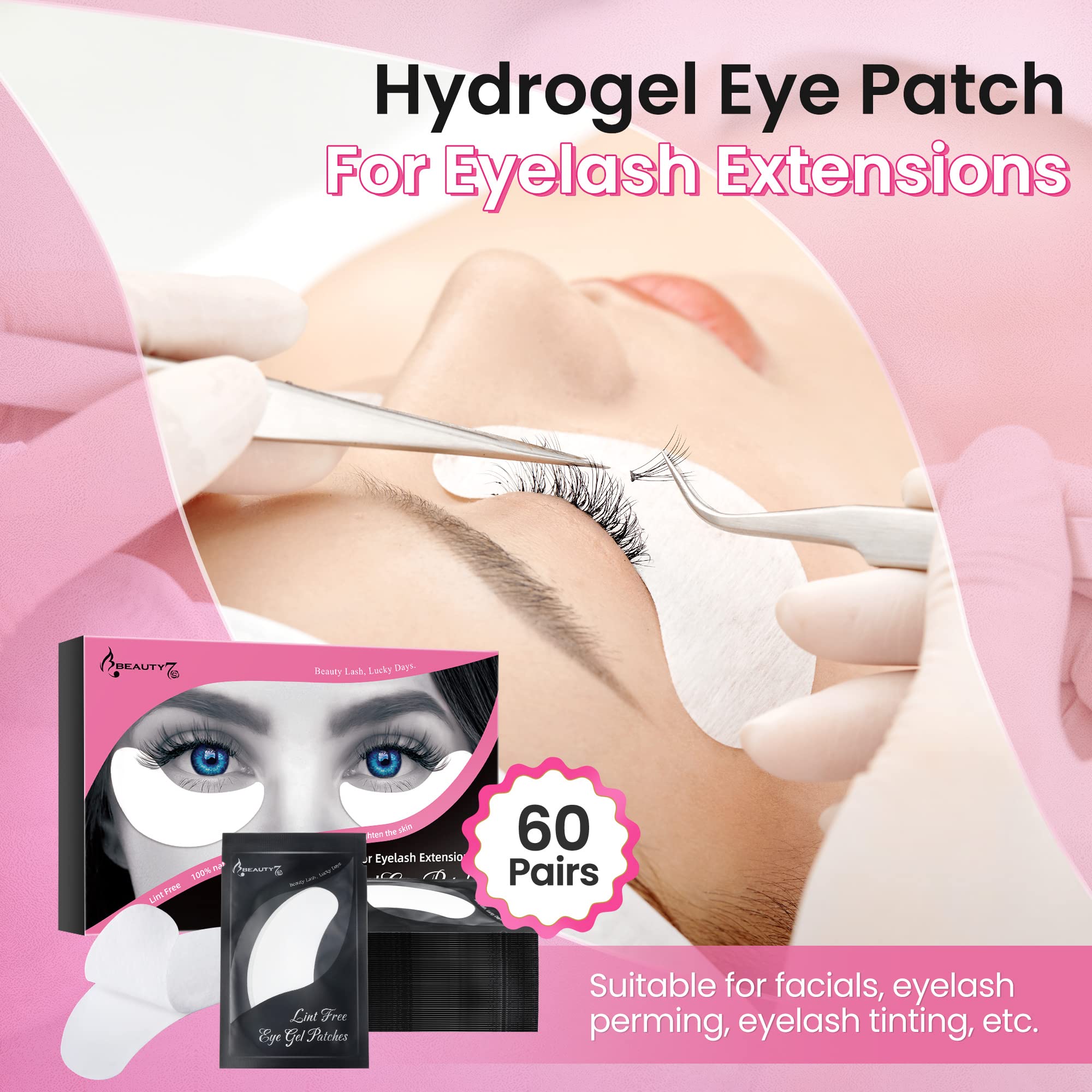 60 Pairs Collagen Gel Eye Patches for Under Eye Eyelash Extensions - Enhance & Protect Lashes, Reduce Wrinkles - Perfect for Lash Extensions, Dyeing & Nighttime Skincare Routine