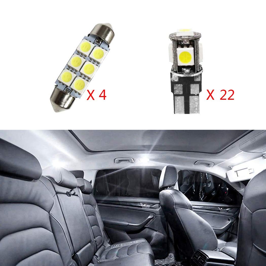 Super Bright LED Bulbs for Q5 Reading Lights - Xenon White, Error Free CANBUS, 26Pcs Interior Car Lights (Dome, Map, Door, License Plate) - Perfect for Night Driving & Interior Illumination