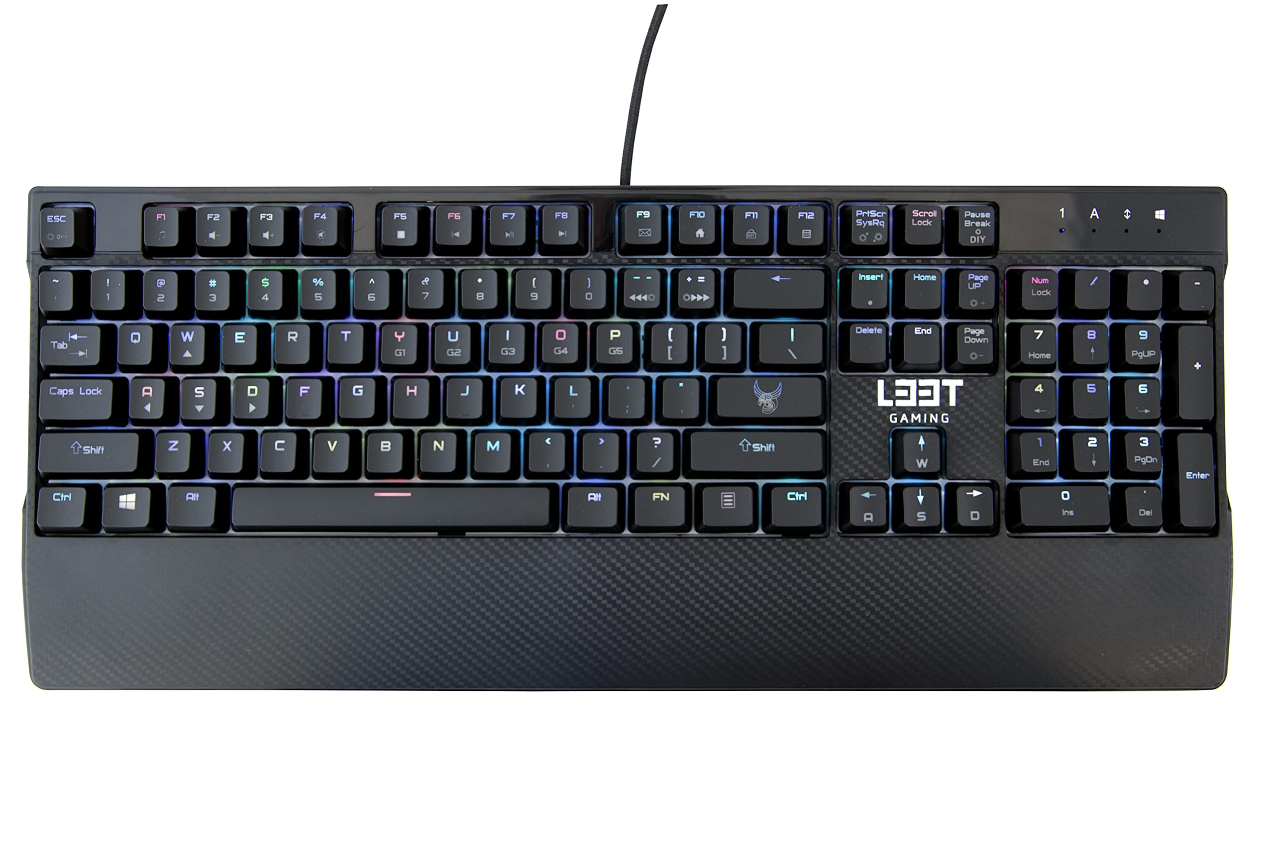 L33T Mechanical Gaming Keyboard - 105 Anti-Ghosting Keys, 12 Multimedia Keys, 5 Programmable Keys, RGB Backlit - USB Wired Esports Keyboard (US Layout, Black) for Competitive Gaming, Streaming & Office Work