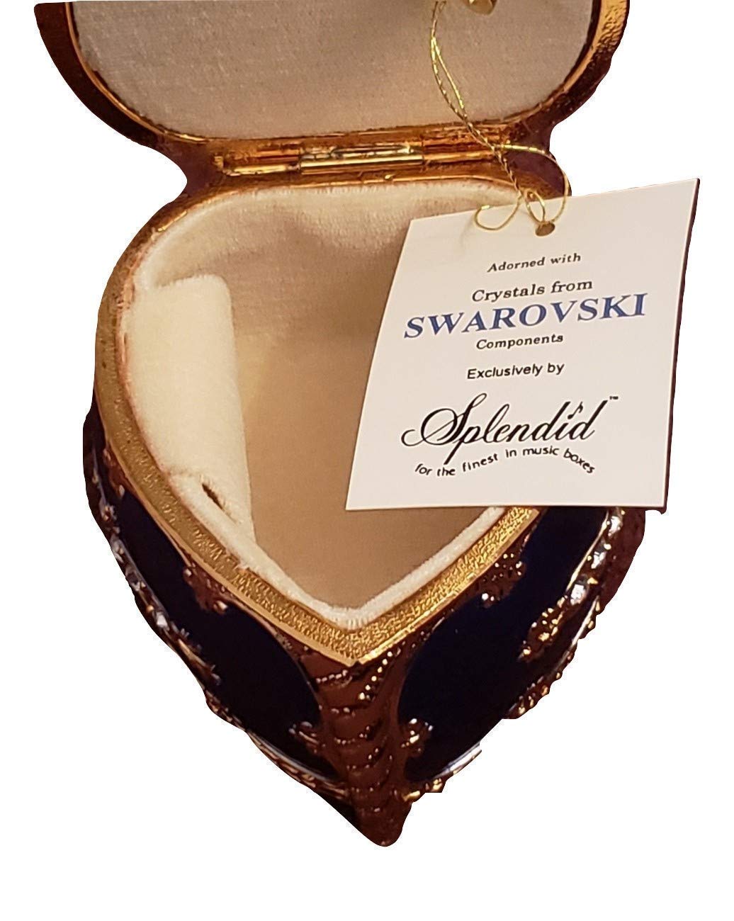 Elegant Purple Heart Wood Music Box with Swarovski Crystals - Plays 'Music of the Night' - Perfect for Anniversaries, Weddings & Romantic Gifts