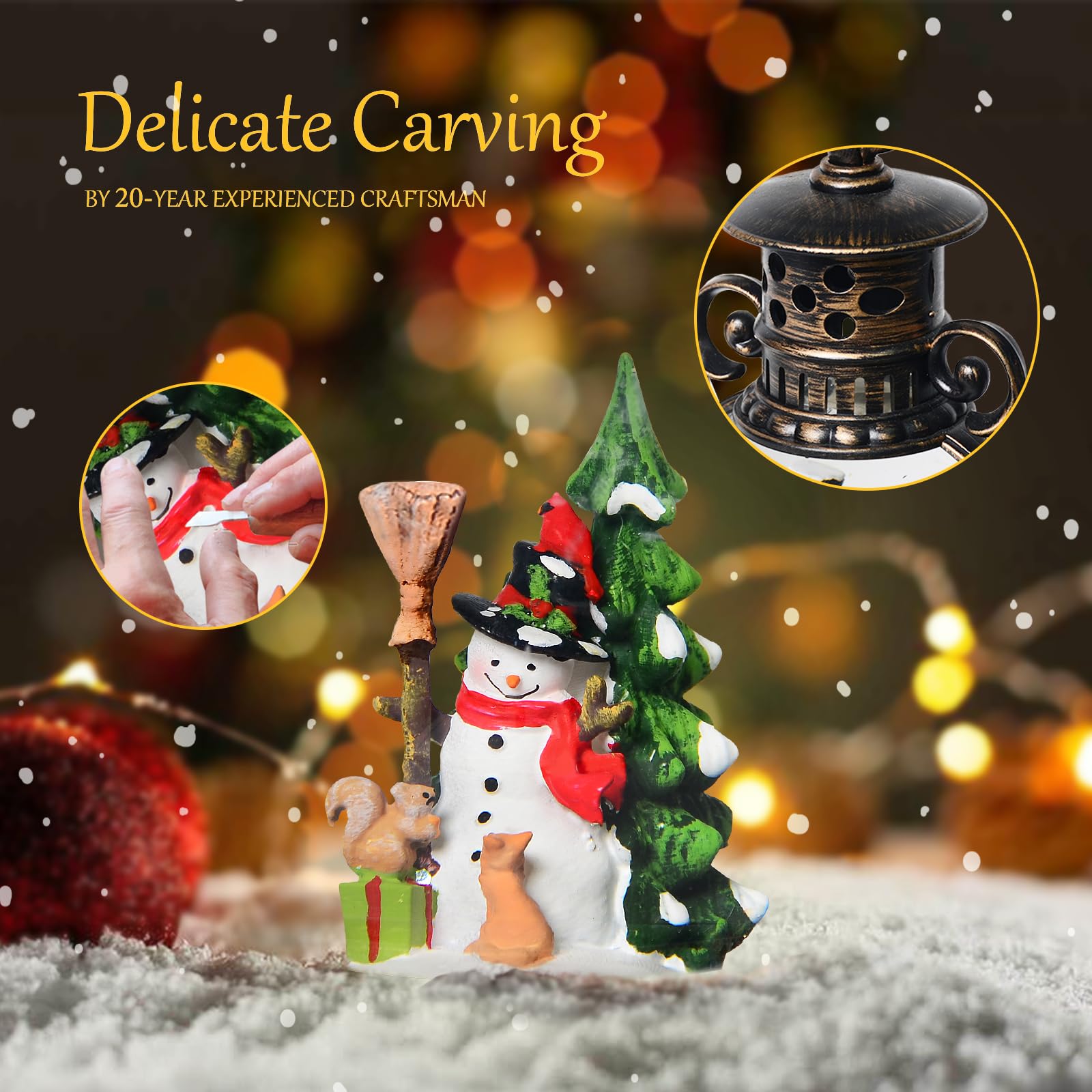 Christmas Snow Globes with Snowman Lantern - 8 Holiday Songs, 6H Timer, Battery/USB Powered Glitter Music Box for Festive Table Decor | Perfect for Holiday Parties, Home Decor & Gift Giving