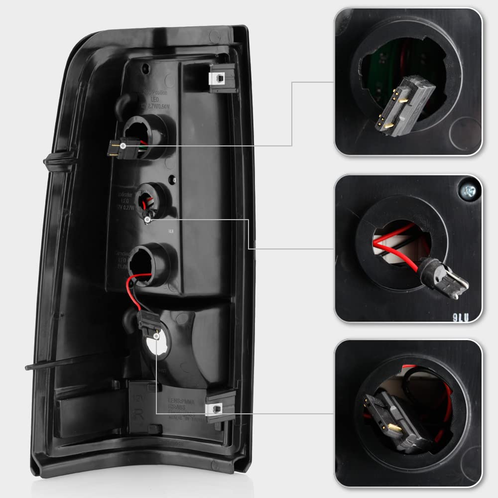 ACANII LED Tube Tail Lights Brake Lamps - Smoked Lens Black Housing for 2003-2006 Chevy Silverado 1500/2500/3500 - Perfect for Night Driving & Enhanced Safety