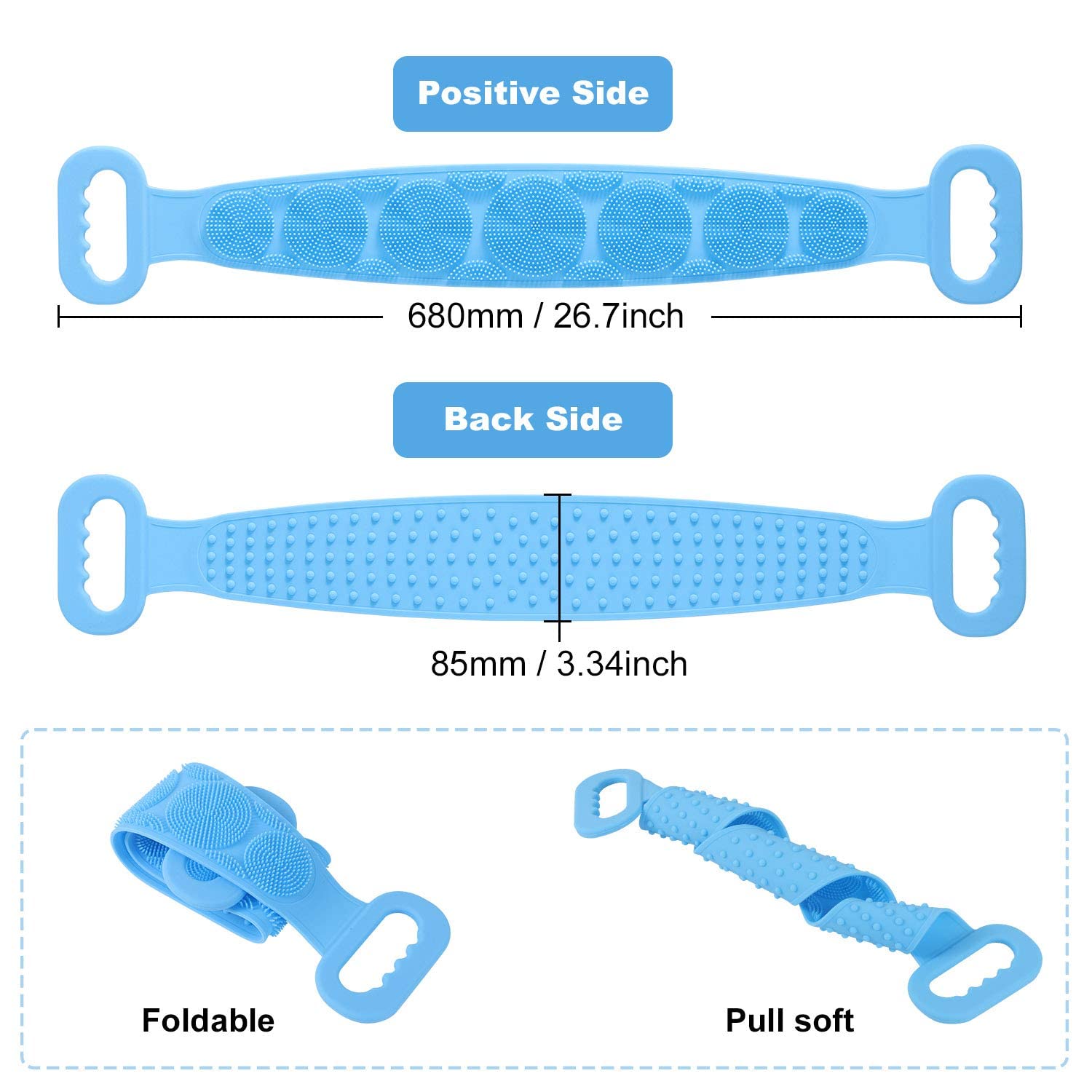 Exfoliating Silicone Body Brush - Dual-Sided Back Scrubber & Shower Strap for Deep Cleansing - Men & Women Skin Care - Pack of 1 (Random Color) - Perfect for Spa, Exfoliation & Relaxing Shower Routine