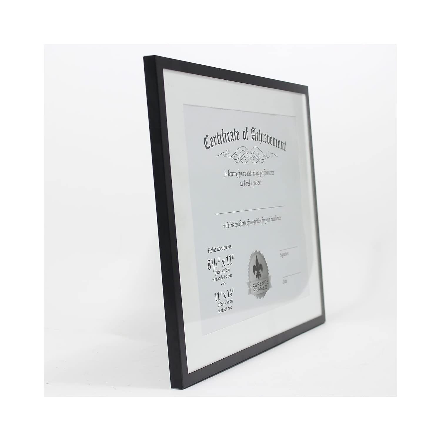 11x14 Inch Black Aluminum Document Frame - Dual Use for Home & Office
