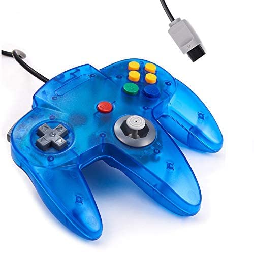 KIWITATA Classic N64 Controller - Wired Gamepad Joystick for Nintendo 64 System - Clear Blue Retro Gaming Controller - Perfect for N64 Console, Super Mario 64, Zelda & Multiplayer Gaming Sessions