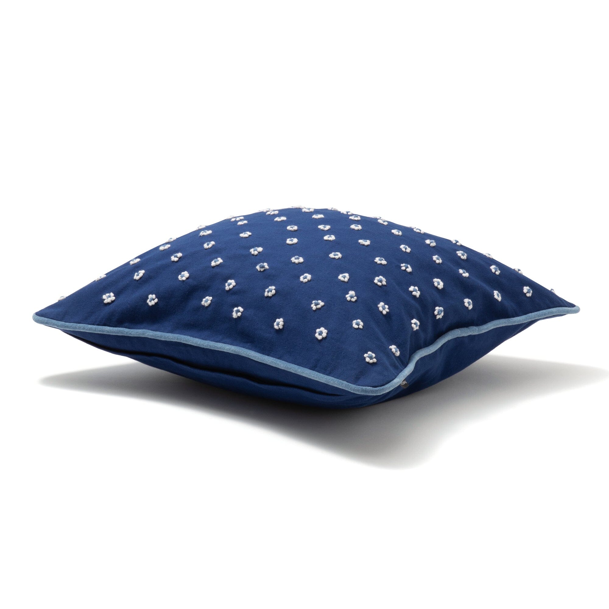 Blue Floral Knot Cushion Cover 18x18 Inches - Decorative Square Pillow Case for Sofa, Bedroom & Living Room Decor