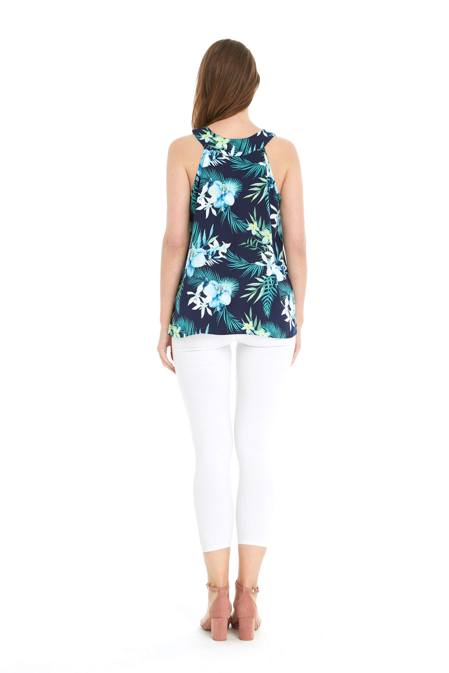 Hawaiian Women's Tank Top - Simply Blue Leaf Print | Casual Beachwear & Summer Vacation Outfit