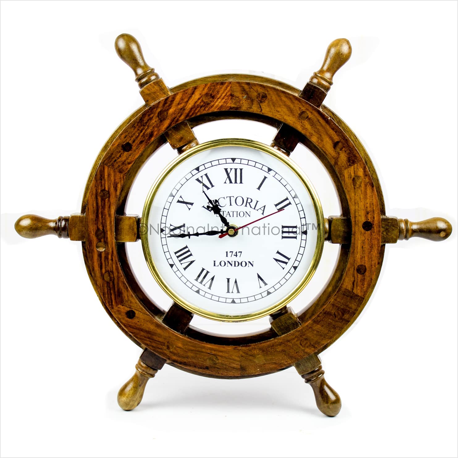 Nagina International 18-Inch Nautical Ship Wheel Wall Decor with 6