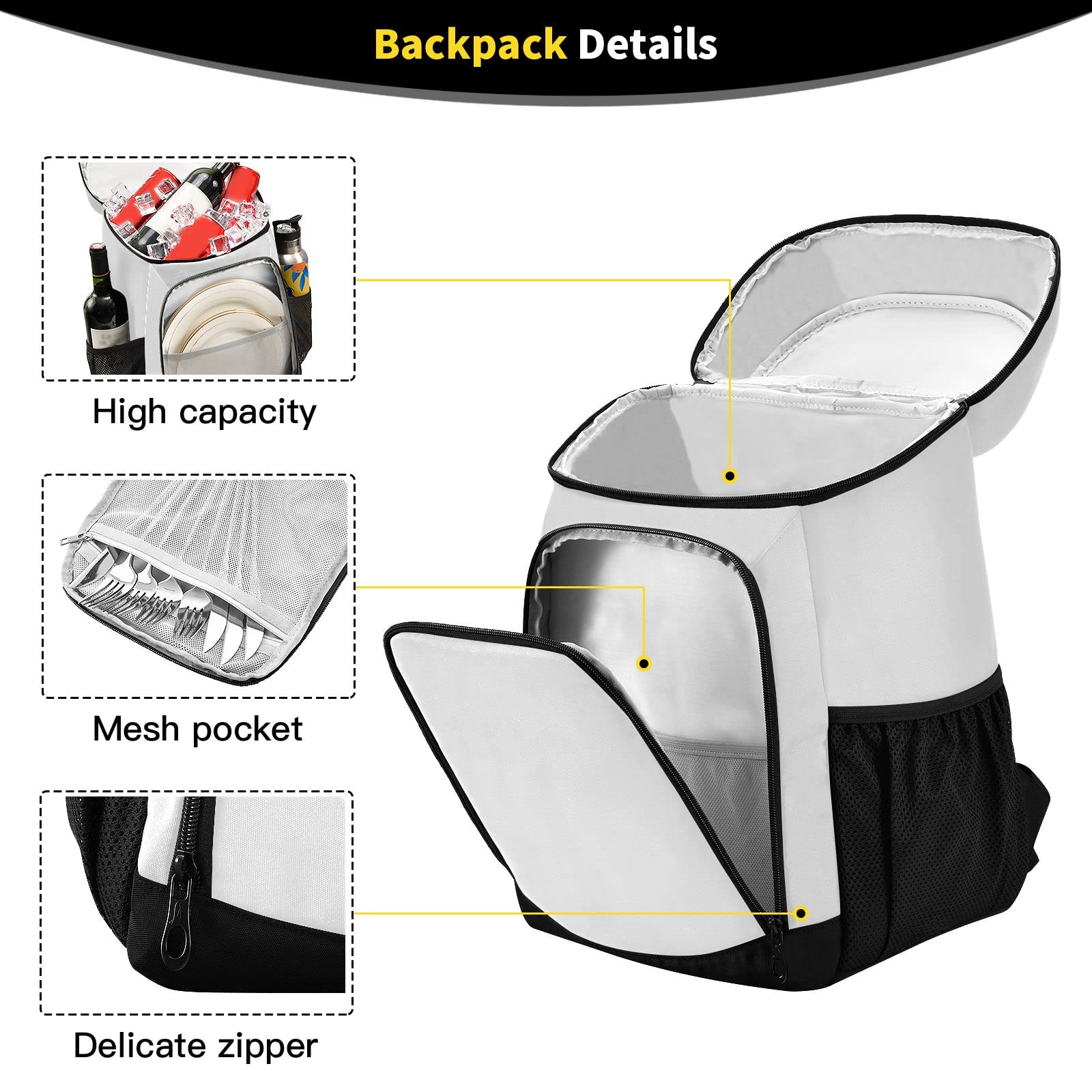 Insulated Cooler Backpack for Women & Men - Leakproof Picnic Lunch Bag for Beach, Work, Hiking, Camping, Park & Day Trips - Perfect for Outdoor Adventures, Travel & Daily Commute