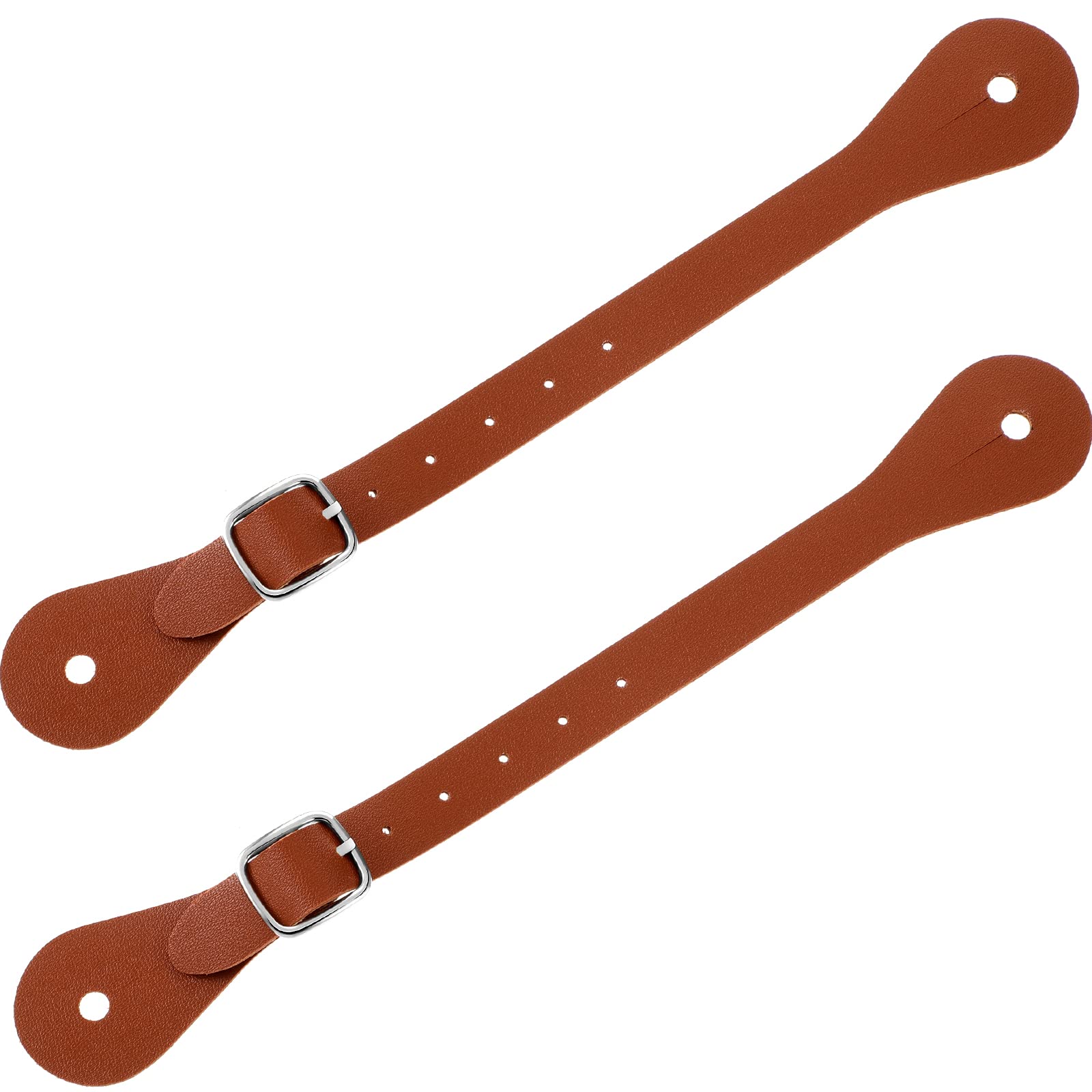 2 Pcs Genuine Leather Spur Straps - Adjustable Western Boot Straps for Men & Women - Single Ply Design with 6 Holes - 9.9 Inch Riding Spurs for Thigh High Boots - Perfect for Equestrian, Rodeo & Cowboy Fashion