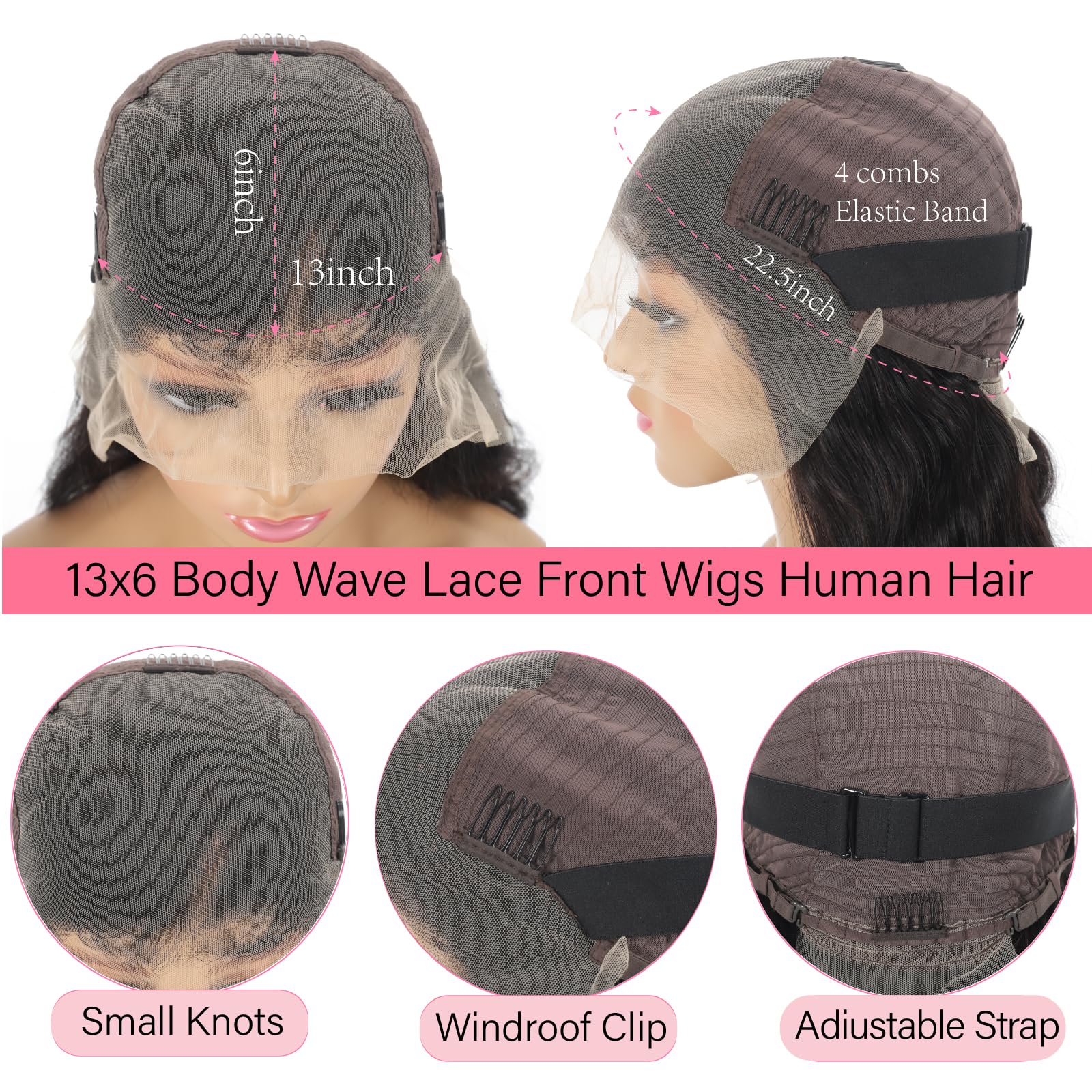 30 Inch 13x6 HD Lace Front Wig Human Hair - 200% Density Body Wave Glueless Pre-Plucked with Baby Hair - Natural Black for Daily Wear, Parties & Special Occasions