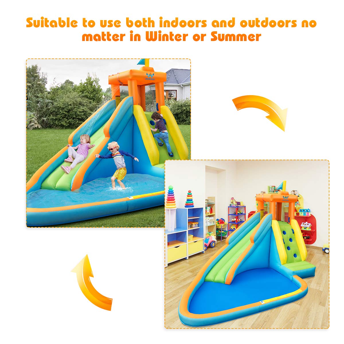 BOUNTECH Inflatable Water Slide for Kids & Adults - Giant Backyard Water Park with Splash Pool & 735W Blower - Outdoor Summer Party Fun for Birthdays, Family Gatherings & Backyard Activities
