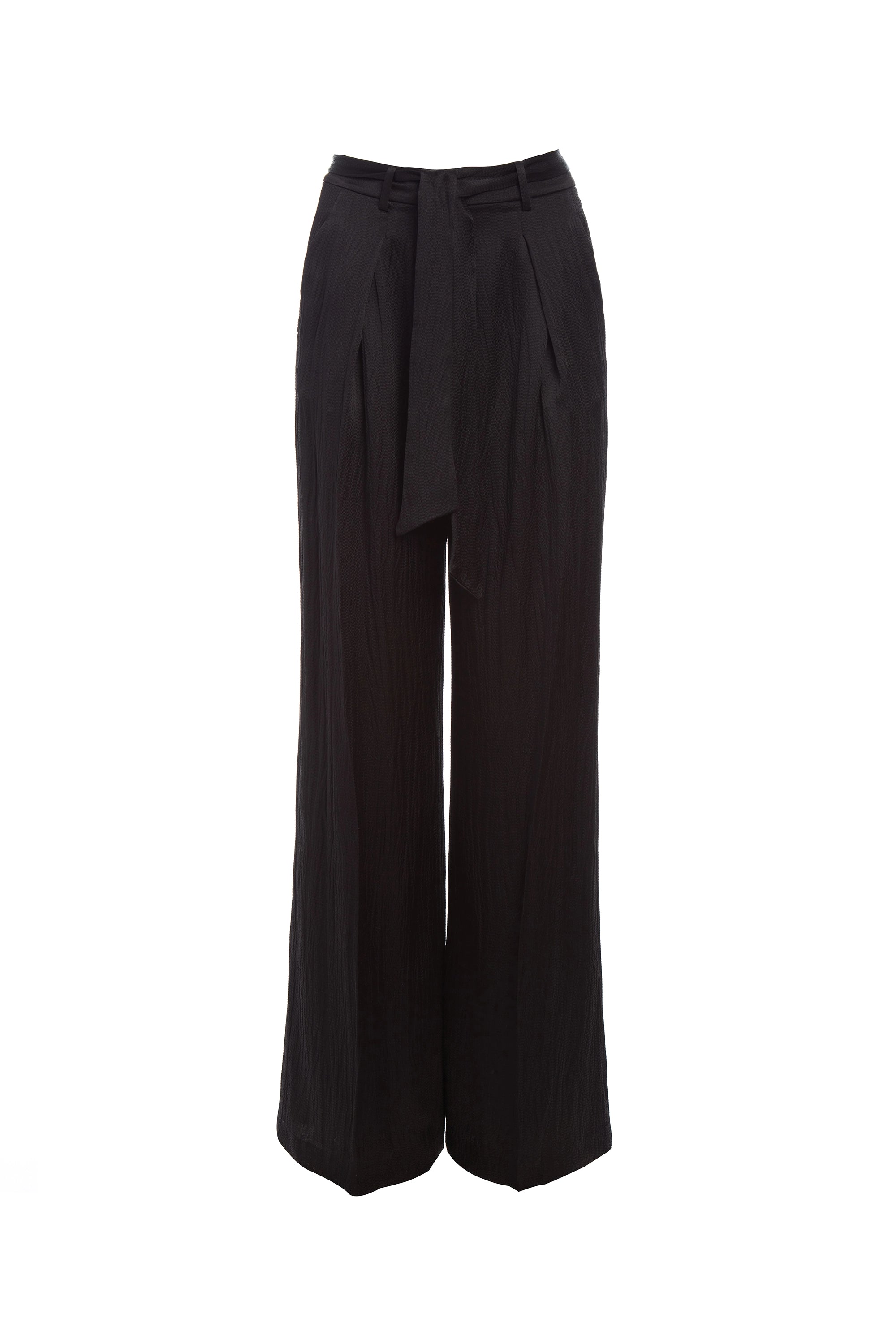 Thomazia Black Silk Pants for Women - Elegant High Waist Palazzo Trousers for Office, Party & Evening Wear