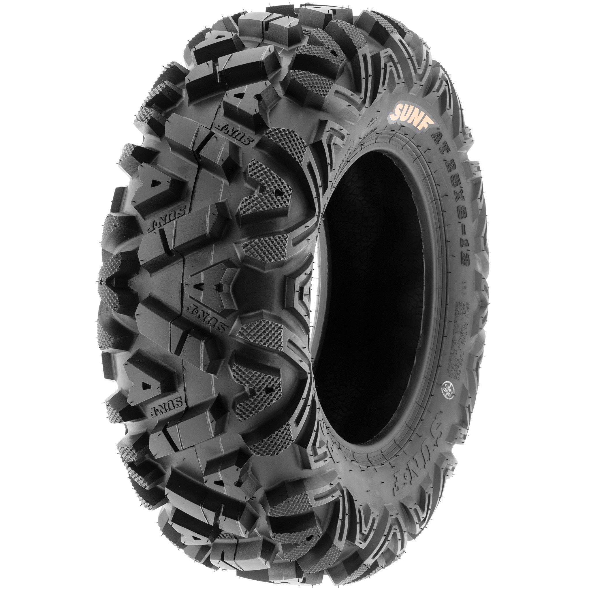 Set of 4 SunF Power.I ATV/UTV All-Terrain Tires 25x8-12 Front & 25x10-12 Rear - 6 PR Tubeless A033 Tires for Off-Road, Mud, Sand & Trail Riding - Perfect for ATV, UTV, Side by Side & 4-Wheeler Vehicles