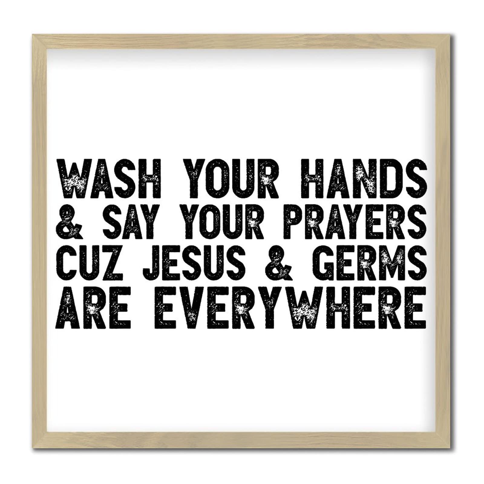 Farmhouse Rustic Wood Plaque - Inspirational Bible Verse Wall Decor with 'Wash Your Hands Say Prayers' Quote - Jesus Themed Home Decor for Bathroom, Kitchen, Nursery & Bedroom - Perfect for Farmhouse, Rustic & Christian Home Decor Styles