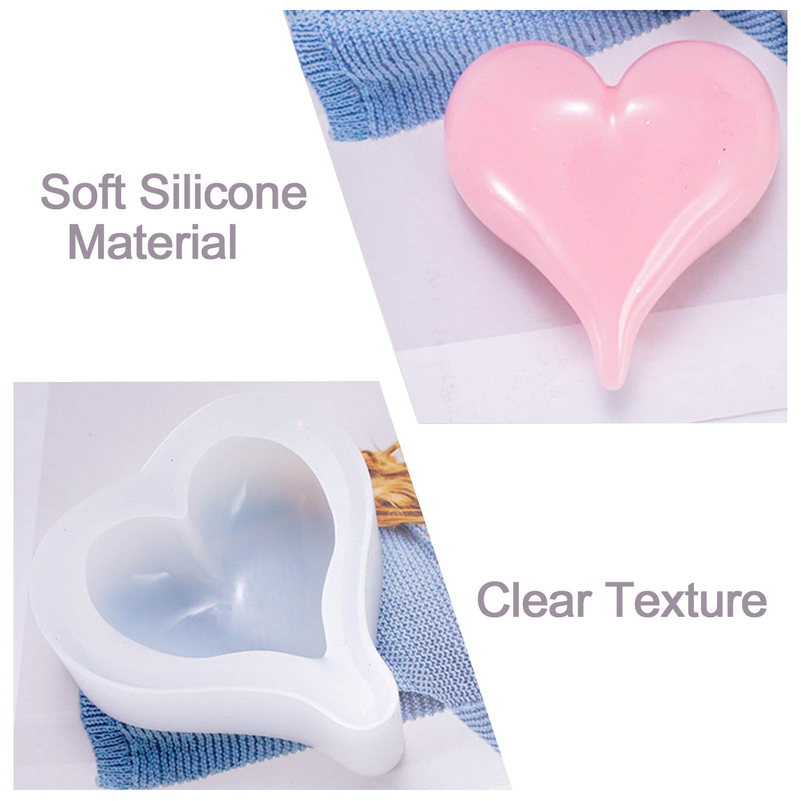 WANDIC 3-Piece Heart Shaped Epoxy Resin Silicone Molds Set - DIY Jewelry Making, Cake Decorating, Soap & Ice Cube Craft Kit | Perfect for Valentine's Gifts, Wedding Favors, and Home Decor Projects