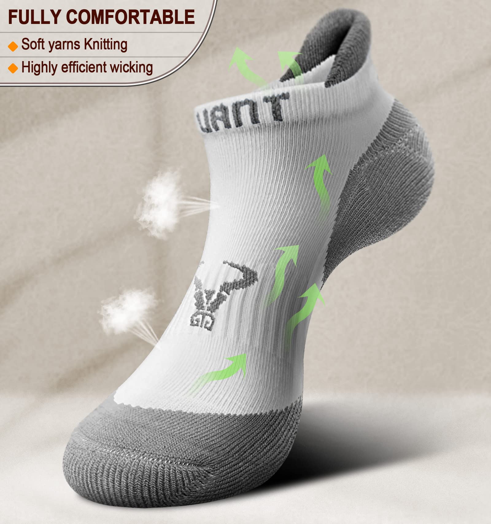 BULLIANT Women's Athletic Socks 6-Pack - No Show Cushioned for Running & Walking with Arch Support - Perfect for Sports & Daily Wear