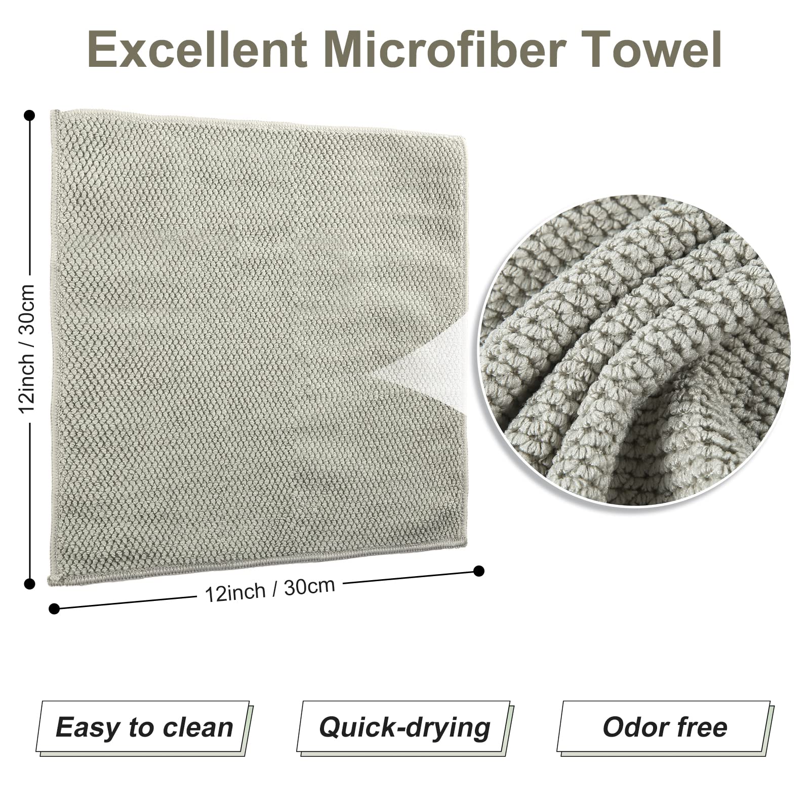 Premium Microfiber Dish Cloths for Kitchen Cleaning - Ultra Absorbent & Reusable Dish Towels Set | Glass & Household Cleaning Cloths | Extra Soft Cleaning Wipes for Dishes, Countertops & Windows (12-Pack) - Ideal for Daily Kitchen Cleaning & Household Chores