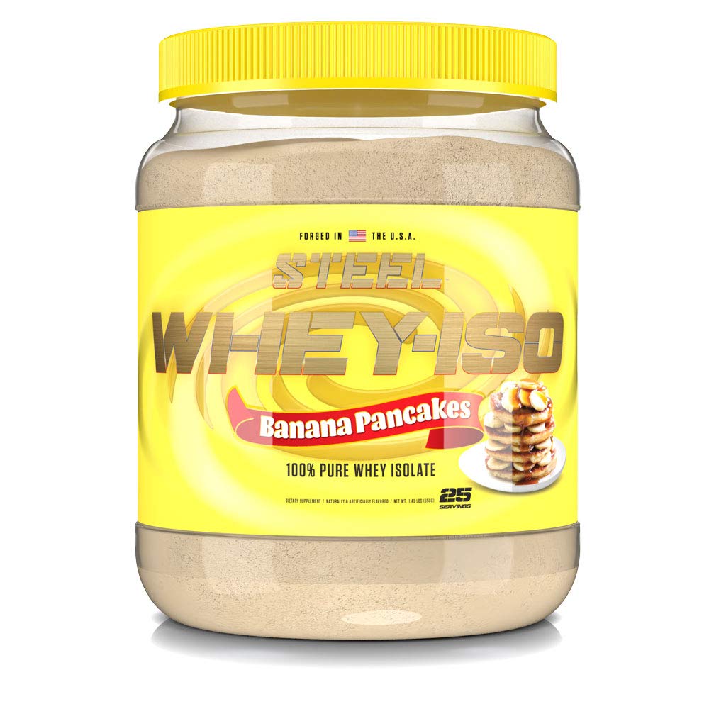 Steel Supplements Whey-Iso Whey Protein Isolate Powder - Fast Absorption for Lean Muscle Growth, Easy Digest Gluten Free Low Carb (25 Servings, Banana Pancakes Flavor) - Perfect for Post-Workout Recovery & Healthy Breakfast Smoothies