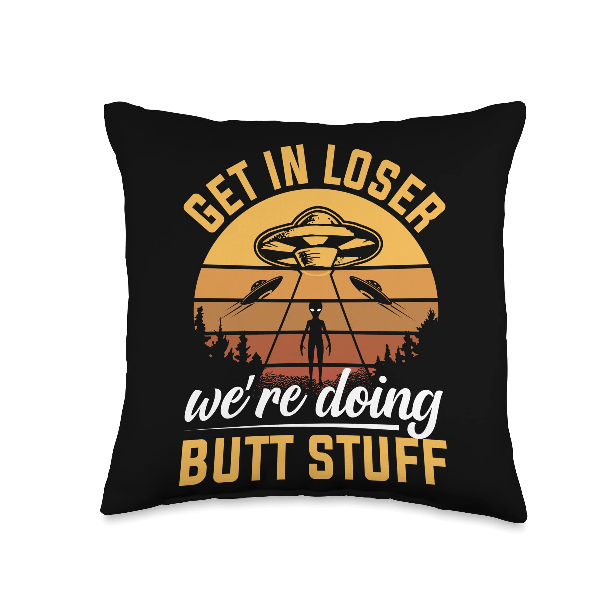 Alien UFO Throw Pillow 16x16 - Funny Space Decor for Couch, Bedroom & Office - Multicolor Novelty Home Decor Gift for Sci-Fi Fans