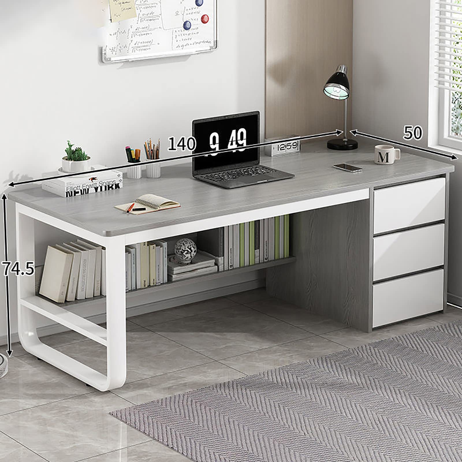SGSDG Simple Home Office Desk - Grey 140cm Computer Desk for Students, Writing & Workstation | Perfect for Small Spaces, Bedroom & Dorm Rooms