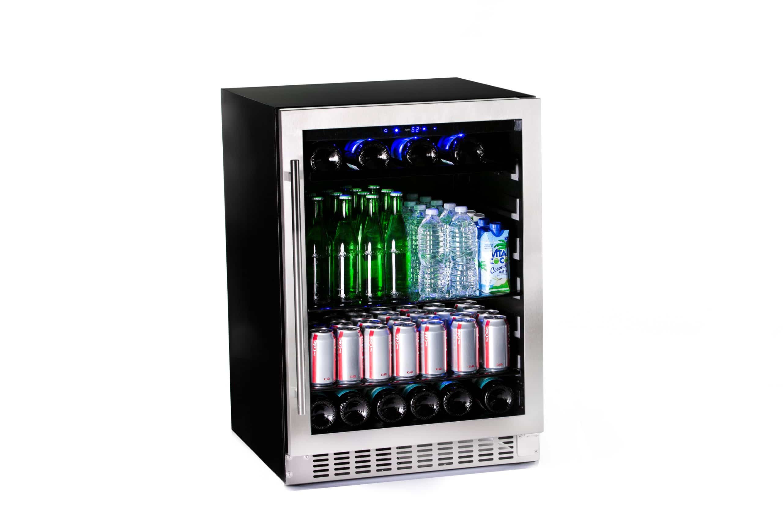 Azure Home Products A224BEVS 24 Inch Stainless Steel Beverage Cooler - Compact Under Counter Drink Refrigerator for Wine, Beer, Soda & Energy Drinks - Perfect for Home Bar, Kitchen, Office or Man Cave