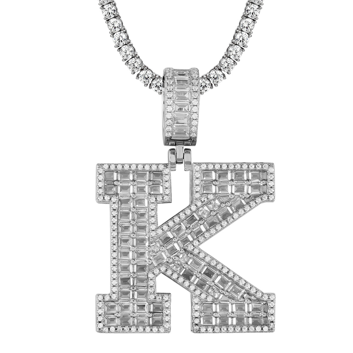 Custom Sterling Silver Initial Letter Pendant - Emerald Cut Personalized Jewelry for Women - Perfect for Birthdays, Anniversaries & Gifts