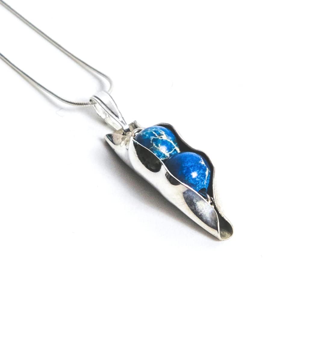 Custom 'Two Peas In a Pod' Necklace - Personalized Initials with Ethical Dark Blue Jasper Gemstone | Handmade Jewelry for Best Friends, Sisters & Couples | Meaningful Gift for Anniversaries, Birthdays & Valentine's Day