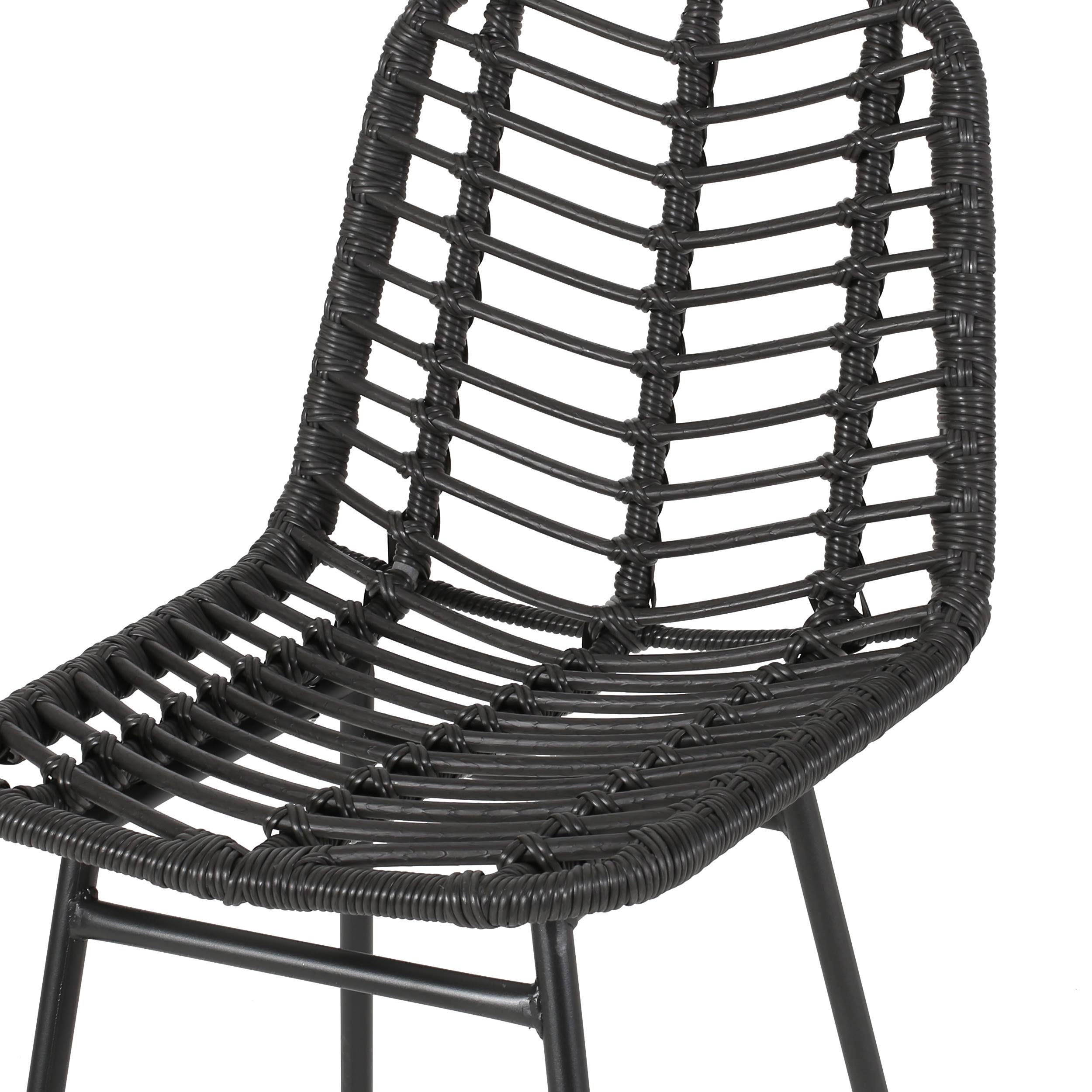 Premium Outdoor Wicker Bar Stools Set of 2 - Gray & Black Weather-Resistant Patio Furniture for Backyard, Poolside & Garden Seating