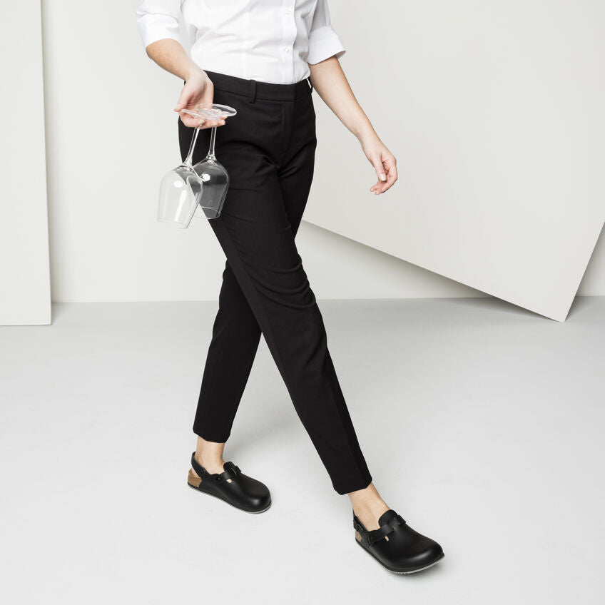 Birkenstock Tokio Super Grip Classic Footbed - Black Leather Slip-Resistant Work Shoes for Nurses, Chefs & Healthcare Professionals