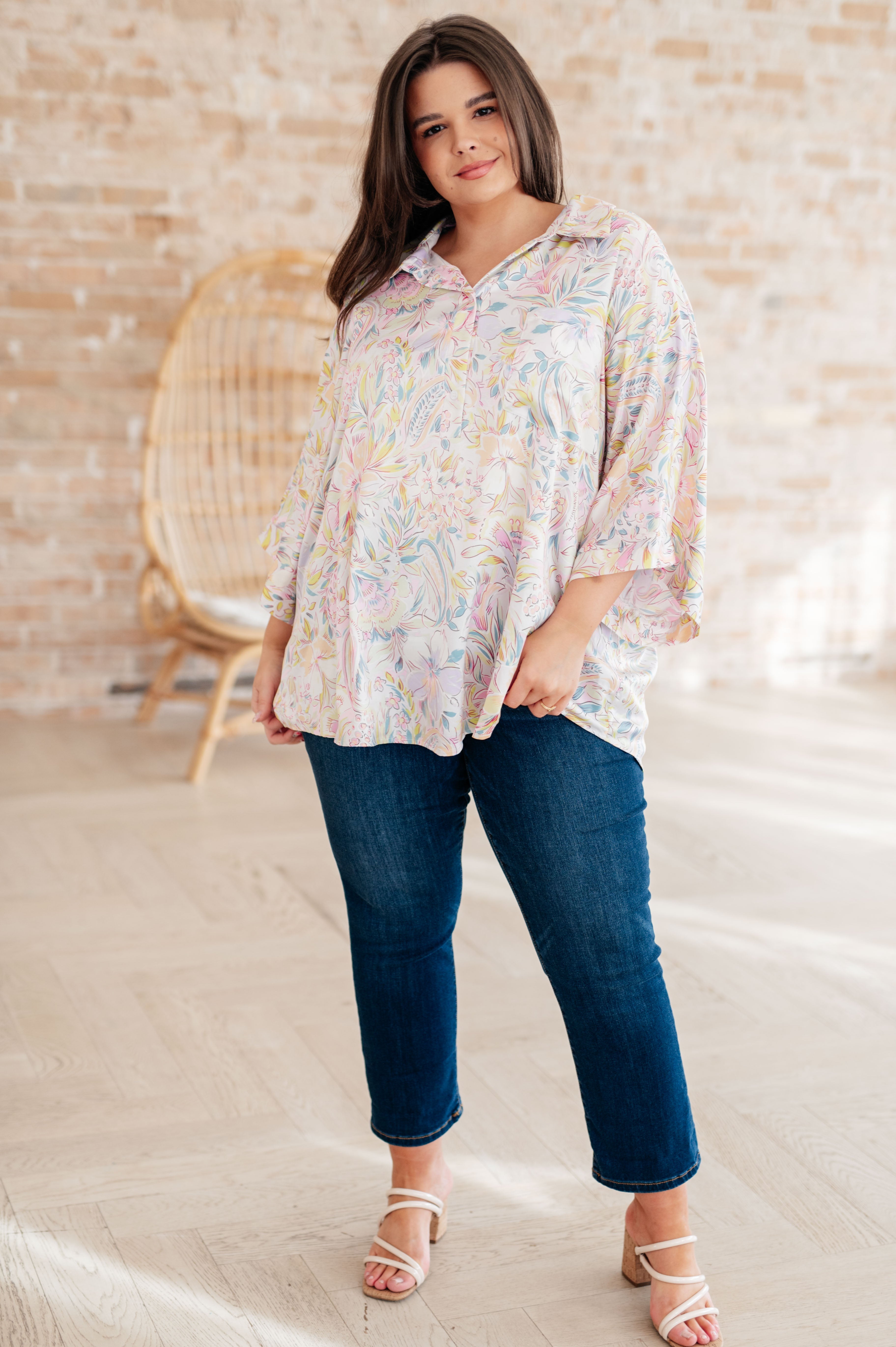 Blissful Botanicals Blouse - Women's Floral Print Boho Blouse for Casual & Summer Wear | Perfect for Beach, Vacation & Everyday Outfits