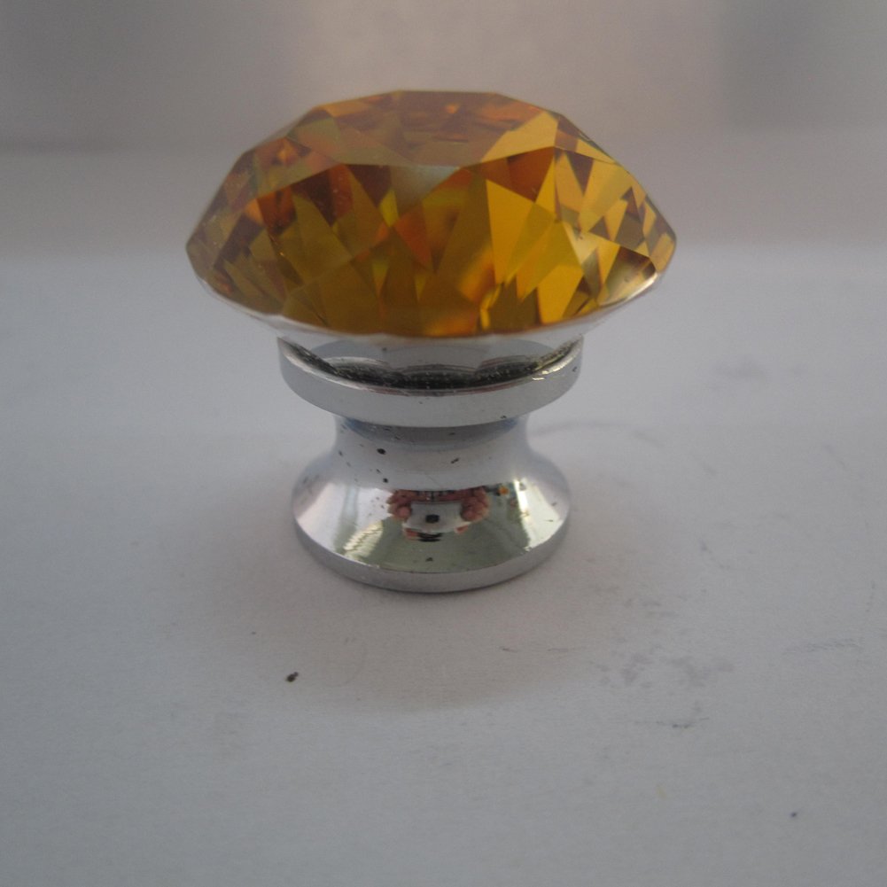 30mm Crystal Glass Cabinet Knobs - Amber Drawer Pull Handles (Pack of 6) for Dressers, Cabinets & Furniture - Elegant Home Decor Upgrade