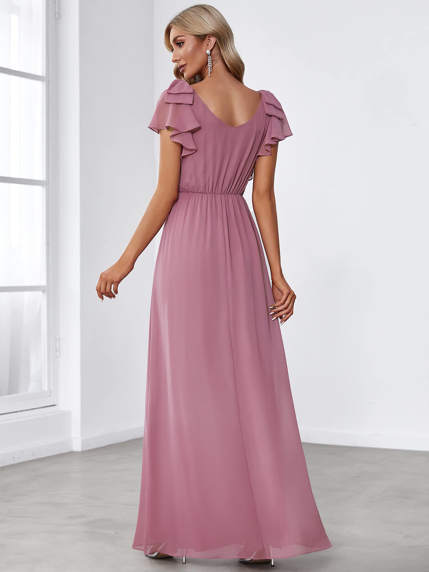 Ever-Pretty Women's A-Line Wedding Bridesmaid Dress - Long Formal Gown with V-Neck & Lace Details (Style 7709) | Perfect for Weddings, Proms & Special Occasions