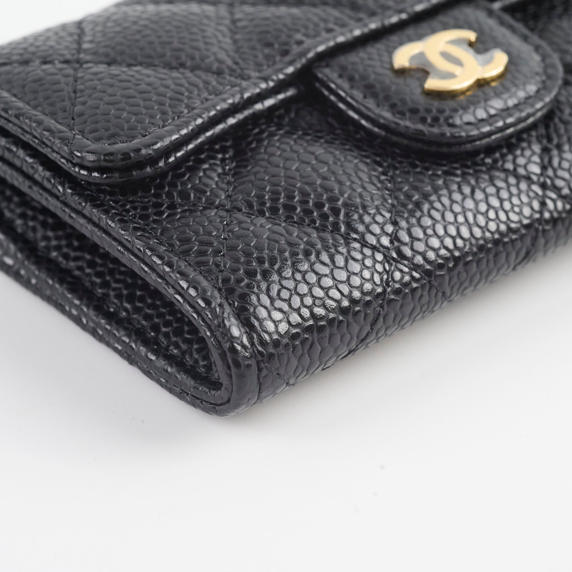 Chanel Caviar Quilted Leather Card Holder Wallet - Black | Luxury Compact Credit Card Case for Women | Perfect for Everyday Use, Travel & Gifting