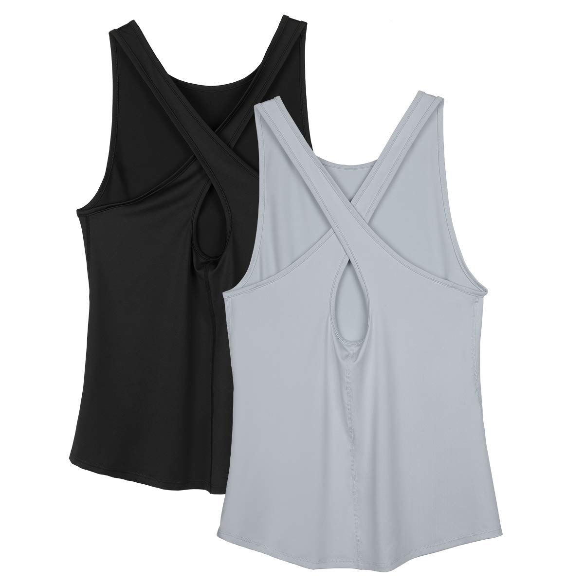 ICY ZONE Women's Workout Tank Tops - 2 Pack Breathable Open Back Yoga Shirts for Running, Gym & Fitness | Perfect for Yoga, HIIT & Summer Sports